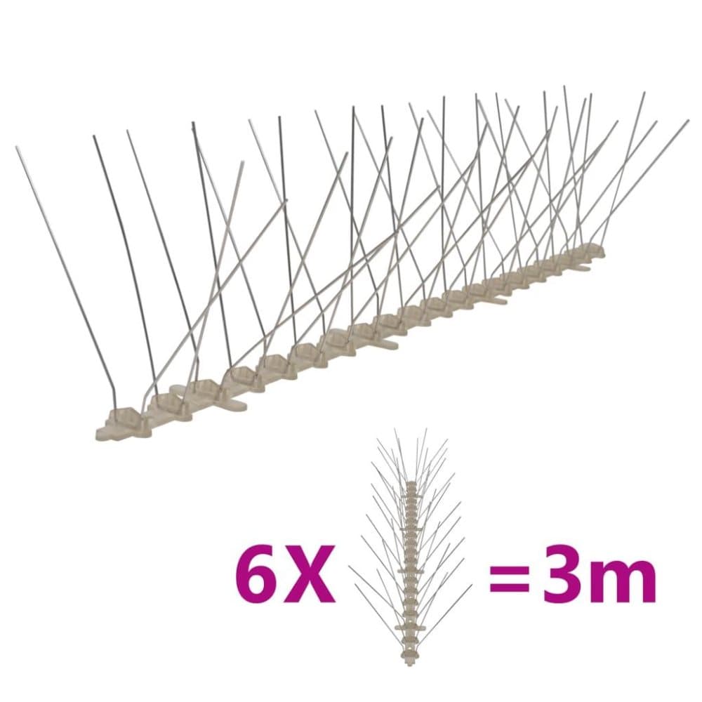 vidaXL 4 Riviset muoviset lintu & kyyhkyspiikit 6 sarja 3 m