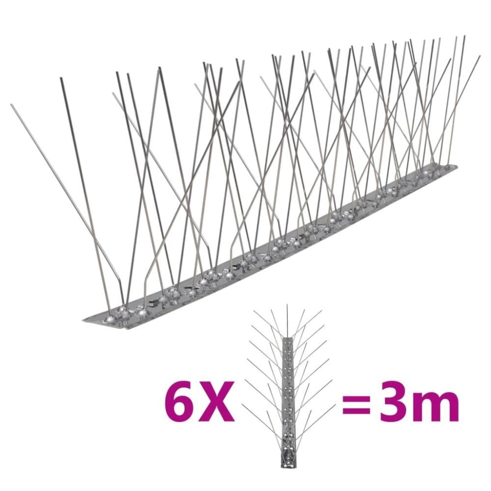 vidaXL 5 Riviset ruostumaton teräs lintu & kyyhkyspiikit 6 sarja 3 m