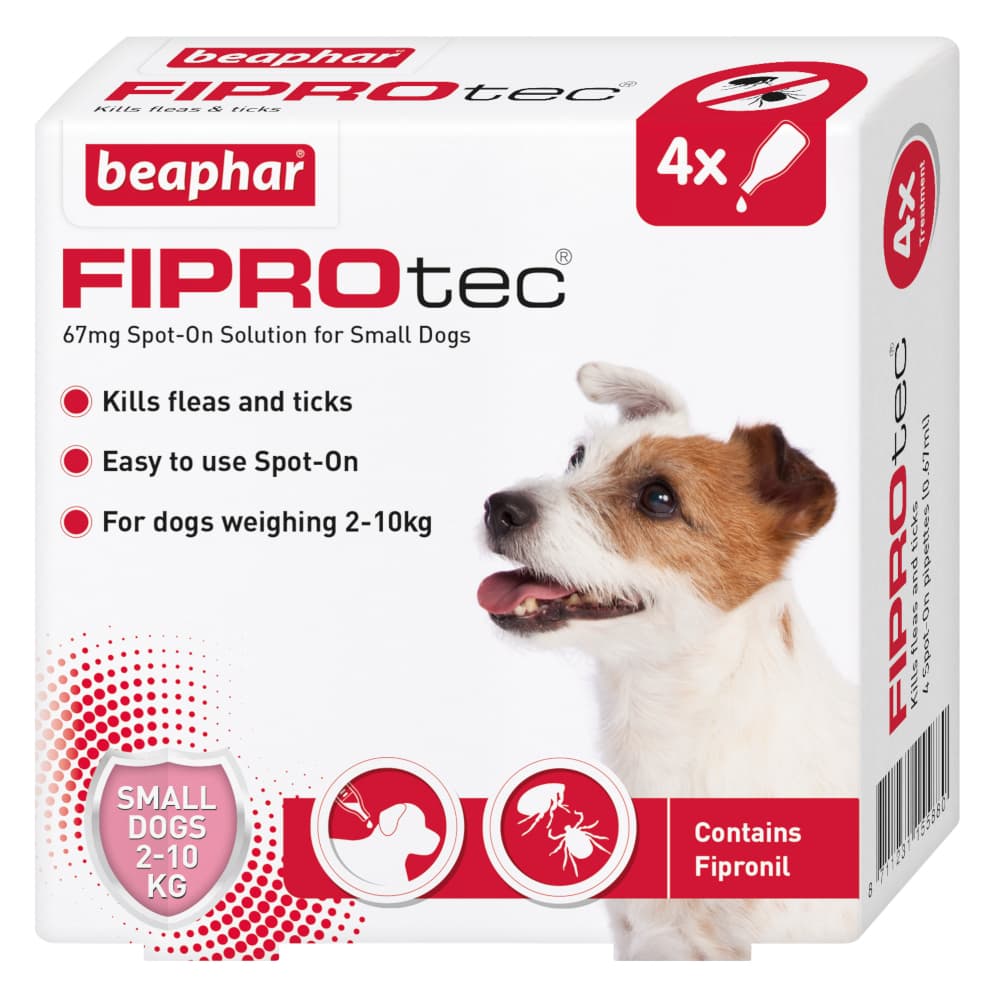 Beaphar Fiprotec Spot On Liquid Flea And Tick Treatment For Small Dogs (Pack Of 4)