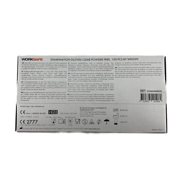 100st/fp, Handskar, Skyddshandskar, Engångshandskar, Vinyl Worksafe S