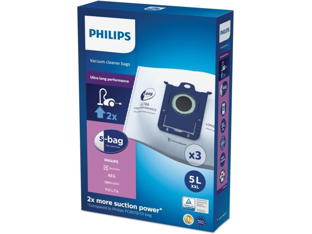 Philips s-bag FC8027, Syntetisk, 5 l, FC8200- FC8219, FC8380 - FC8399, FC8400 - FC8499, FC8600 - FC8649, FC9000 - FC9099, FC9100 -..., 3 stykker