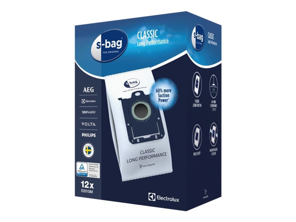 s-Bag Classic Long Performance E201SM - Støvsugerposer (pakke med 12)