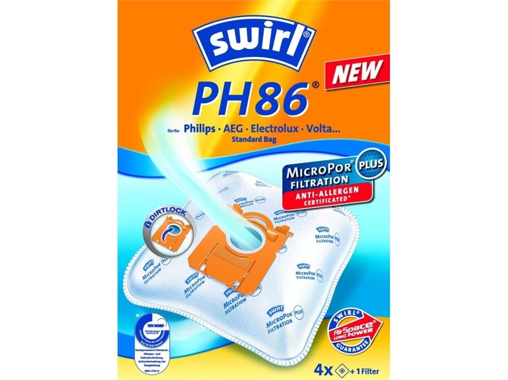 Swirl PH 86, Oransje, Hvit, Philips, AEG, Electrolux, Volta, Boks, 4 stykker, 1 stykker