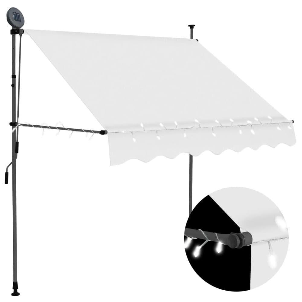 vidaXL foldemarkise manuel betjening med LED 100 cm cremefarvet