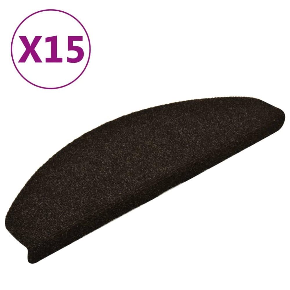 vidaXL Selvklebende trappematter 15 stk brun 65x21x4 cm nålestempel