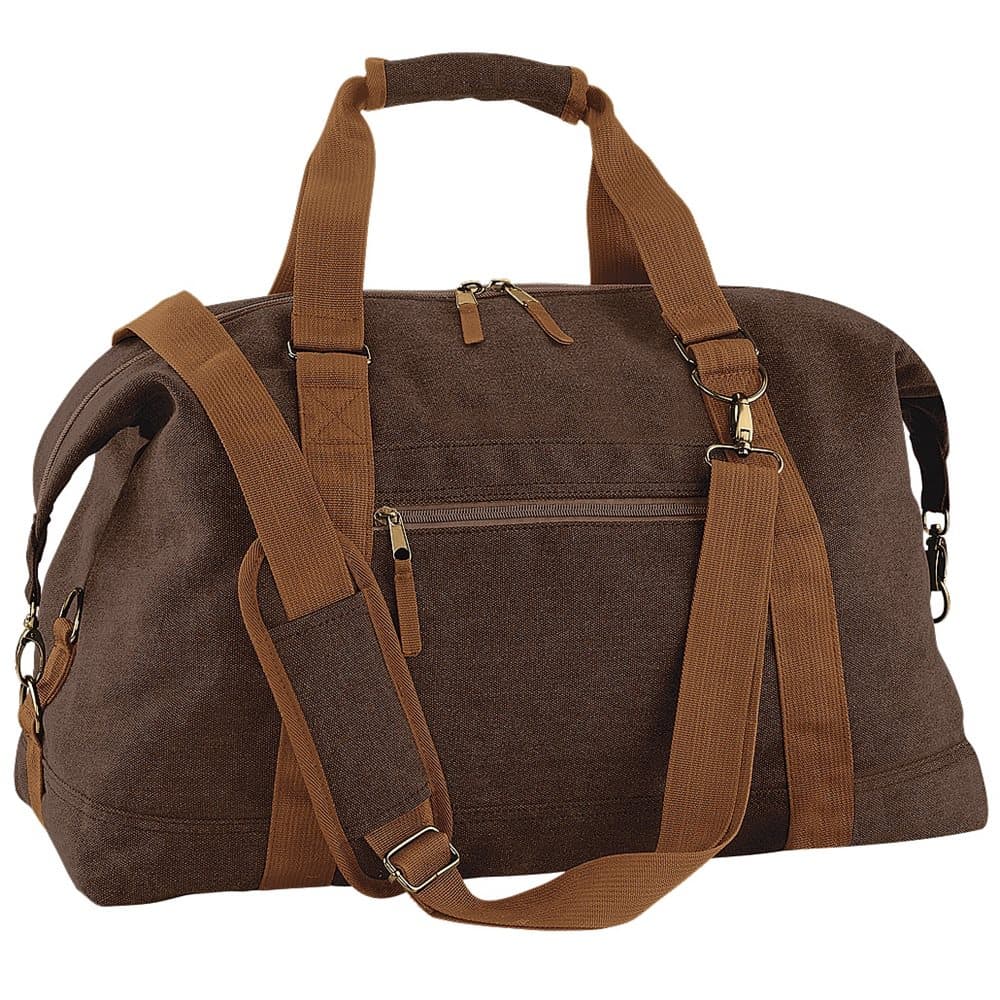 Bagbase Vintage Canvas Weekender / Holdall Carry Bag (30 Litres) (Pack of 2)