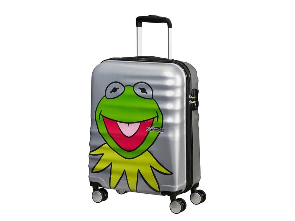 American Tourister Wavebreaker Disney, Spinner, Grön, Grå, Gul, Kermit Sparkle, Medium, Akrylnitrilbutadienstyren (ABS), 4 hjul