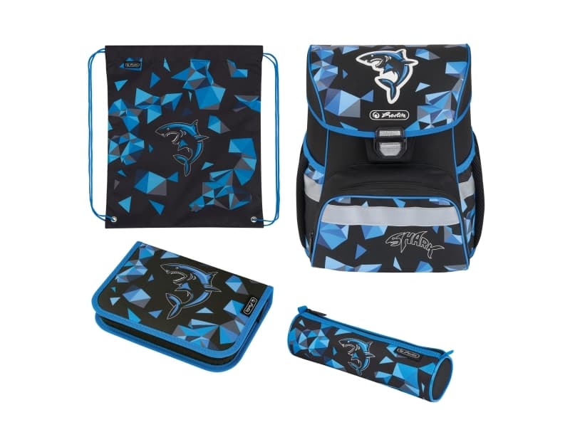 Herlitz Loop Plus Shark, Pencil case,Pencil pouch,School bag,Sport bag, Pojke, Mellanstadium, Ryggsäck, 16 l, Framficka, Sidoficka