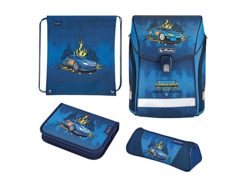 Herlitz Midi Plus Race Car, Pencil case,Pencil pouch,School bag,Sport bag, Pojke, Mellanstadium, Ryggsäck, 16 l, Framficka, Sidoficka