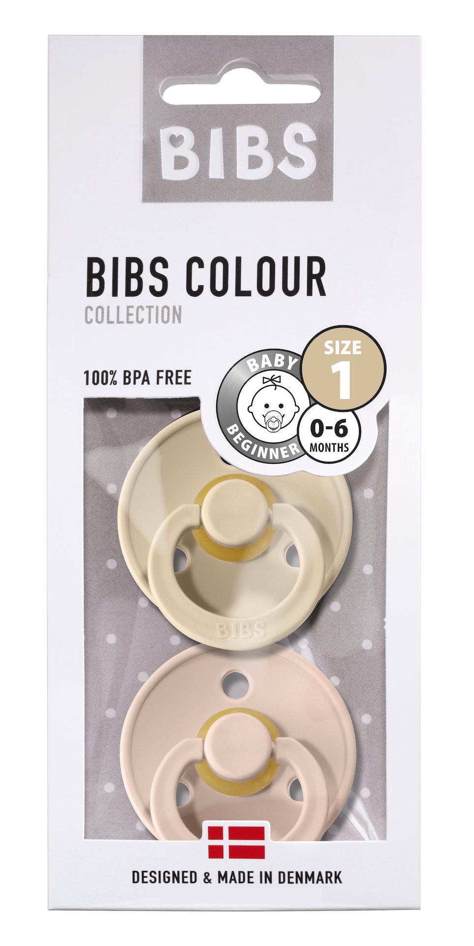 BIBS Sutter Colour 2-Pack Str.1 (0-6M), Nat.Schuk (Vanilla/Blush)