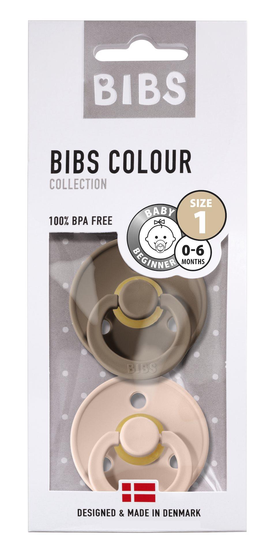 BIBS Sutter Colour 2-Pack Str.1 (0-6 M), Nat.Schuk (Dark Oak/Blush)