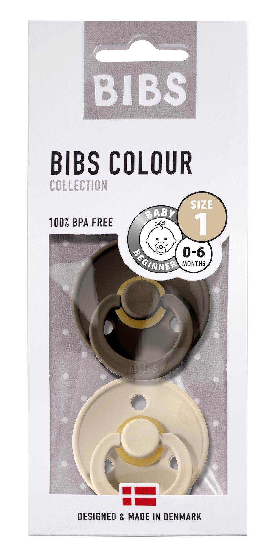 BIBS Sutter Colour 2-Pack Str.1 (0-6M), Nat.Schuk (Chocolate/Vanilla)