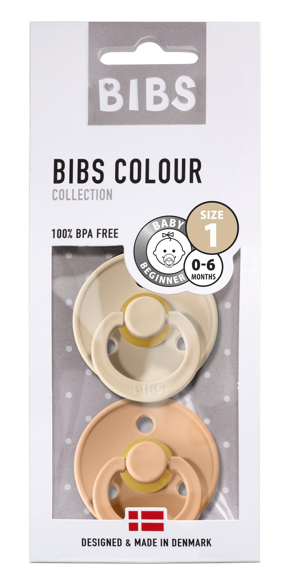 BIBS Sutter Colour 2-Pack Str.1 (0-6M), Nat.Schuk (Vanilla/Peach)