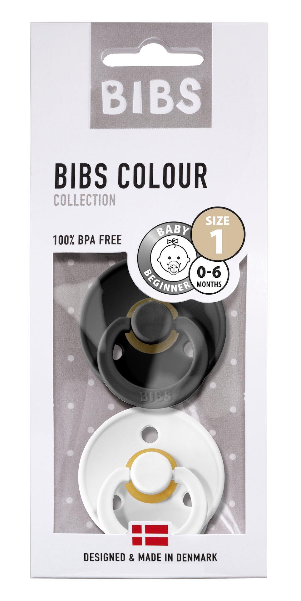 BIBS Sutter Colour 2-Pack Str.1 (0-6M), Nat.Schuk (Black/White)