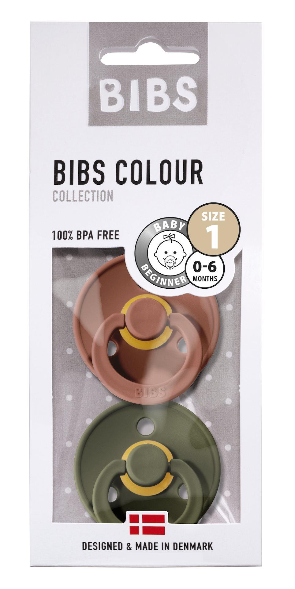 BIBS Sutter Colour 2-Pack Str.1 (0-6M), Nat.Schuk (Woodchuck/Hunter)