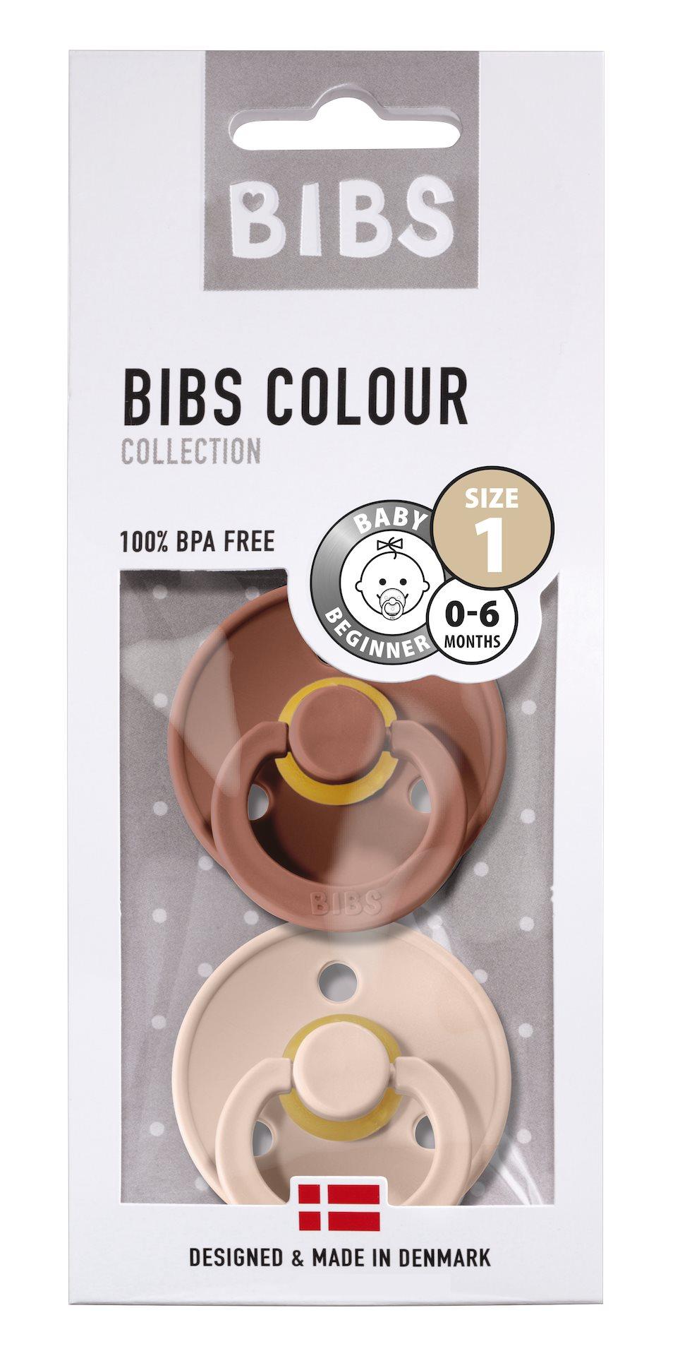 BIBS Sutter Colour 2-Pack Str.1 (0-6M), Nat.Schuk (Woodchuck/Blush)