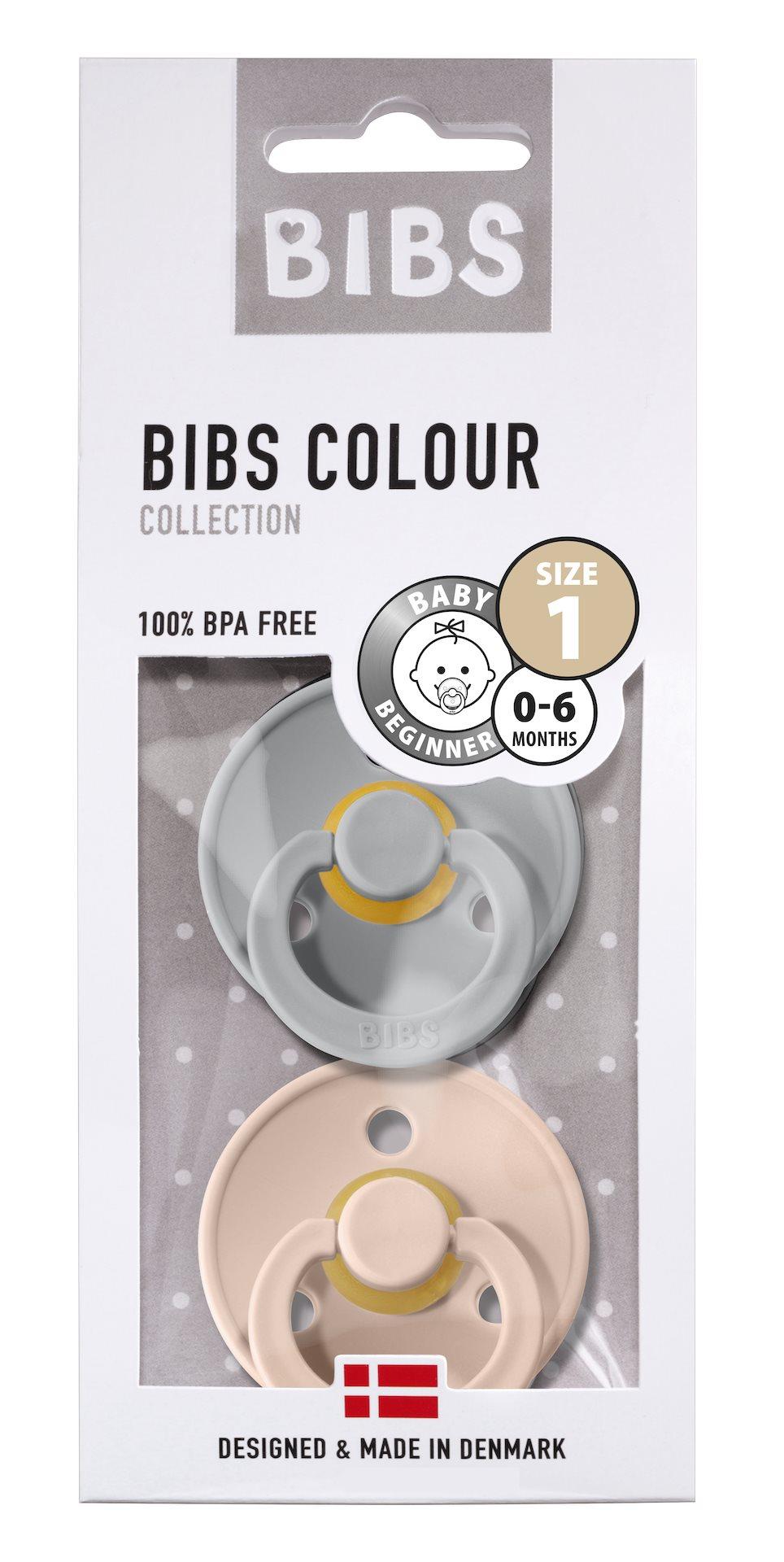 BIBS Sutter Colour 2-Pack Str.1 (0-6M), Nat.Schuk (Cloud/Blush)