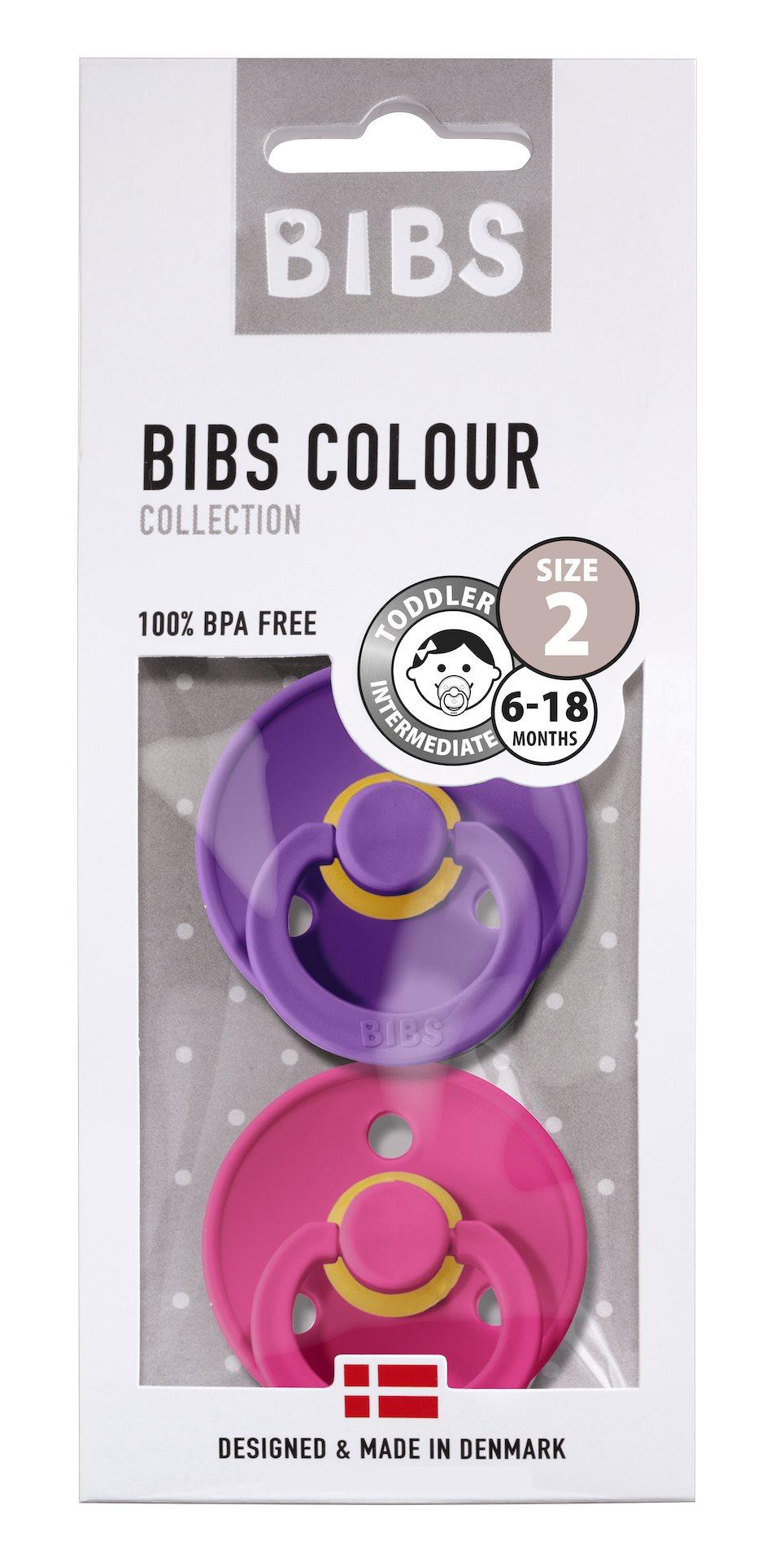 BIBS Sutter Colour 2-Pack Str.2 (6-18M), Nat.Schuk (Purple/Raspberry)