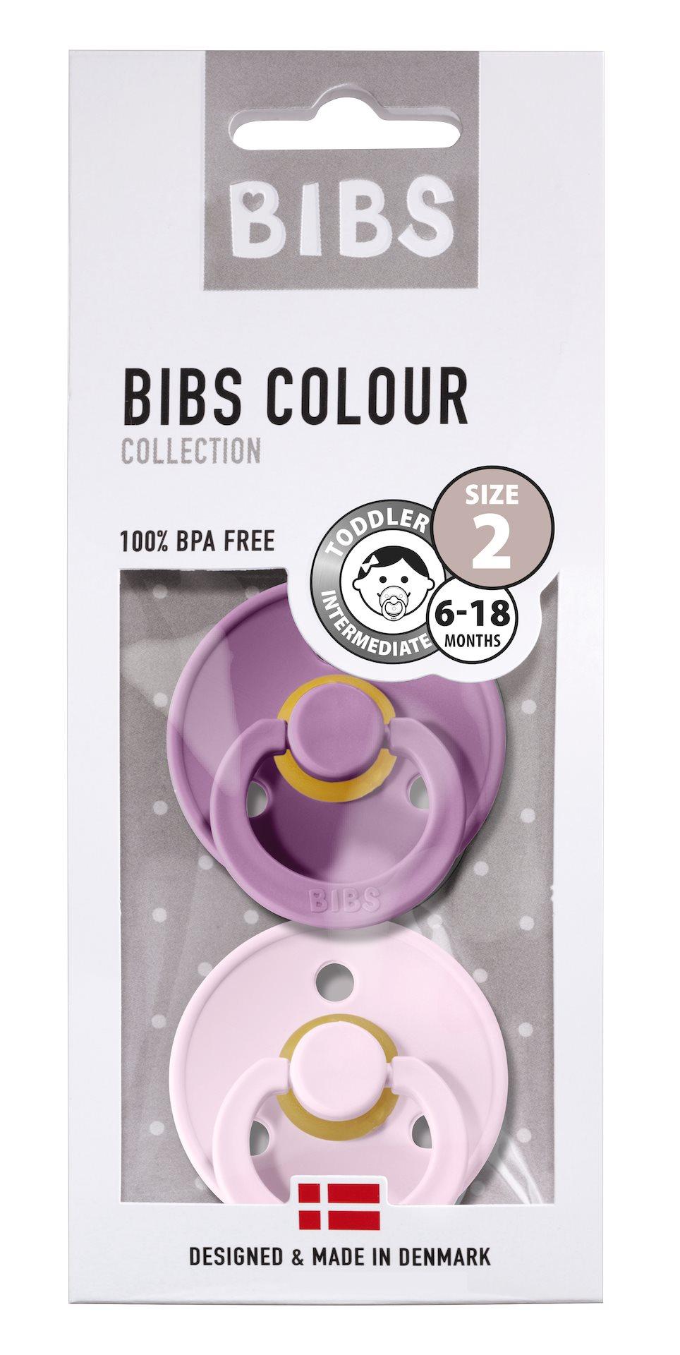 BIBS Sutter Colour 2-Pack Str.2 (6-18M), Nat.Schuk (Lavender/Baby Pink)