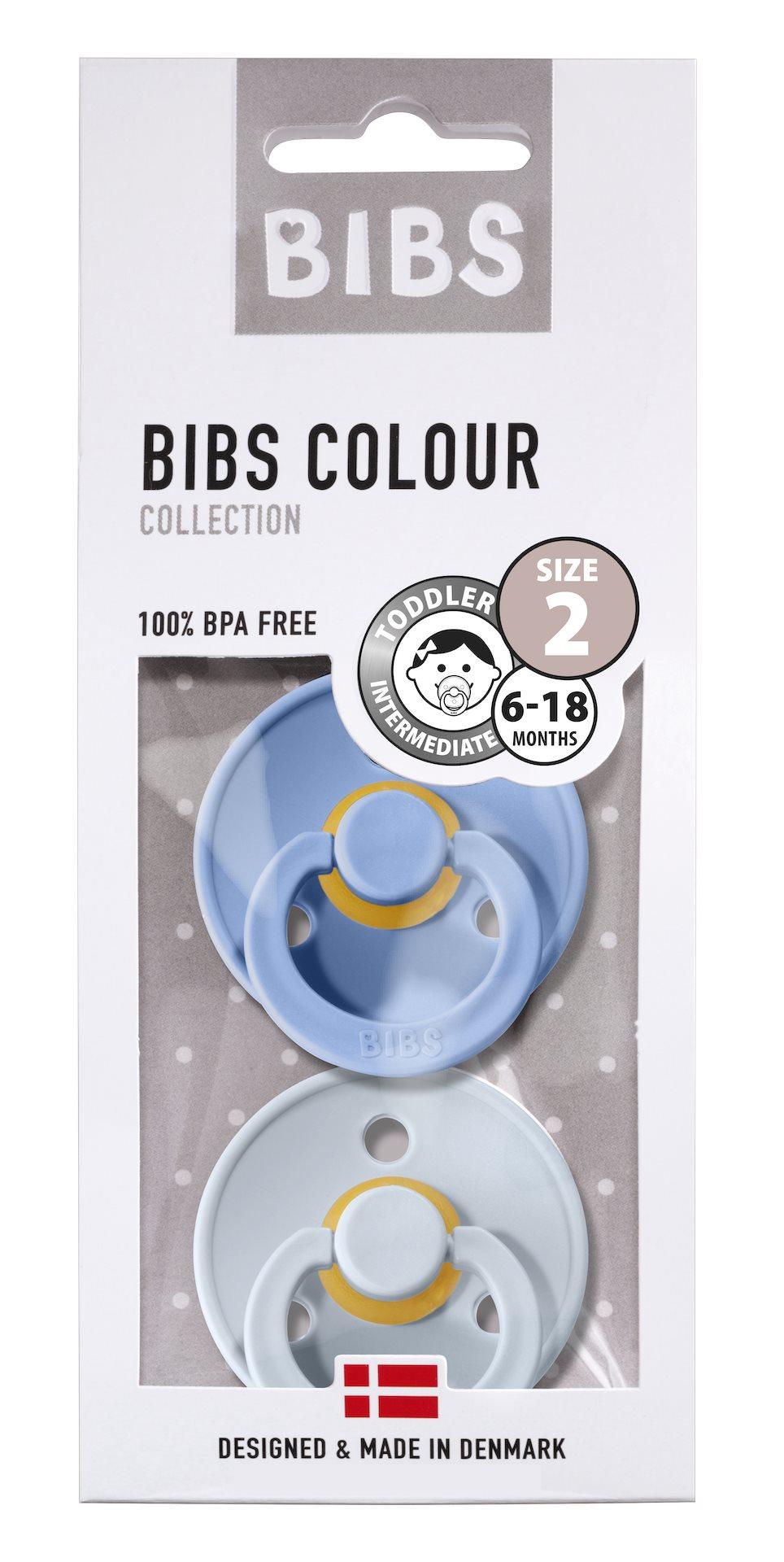 BIBS Sutter Colour 2-Pack Str.2 (6-18M), Nat.Schuk (Blue/Baby Blue)