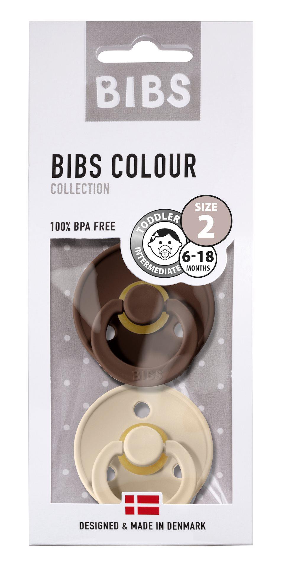 BIBS Sutter Colour 2-Pack Str.2 (6-18M), Nat.Schuk (Mocha/Vanilla)