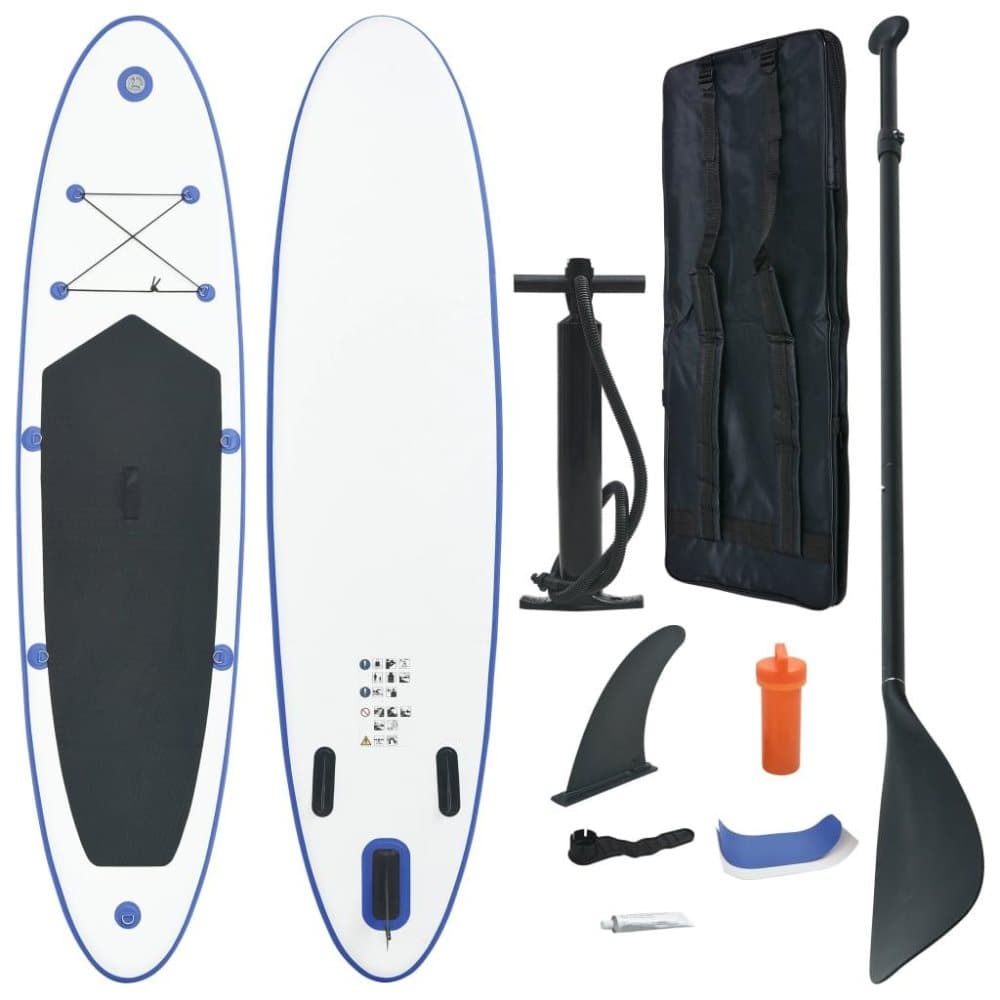 vidaXL paddleboardsæt SUP oppusteligt blå og hvid