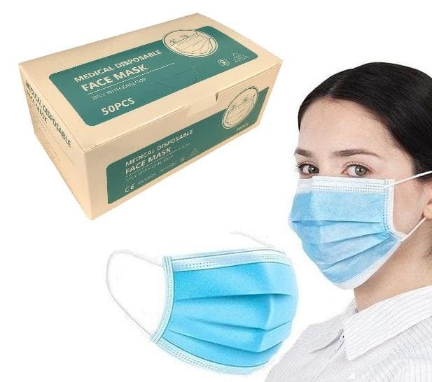 50-pack CE-godkända Munskydd, ansiktsmasker med (3-lager)