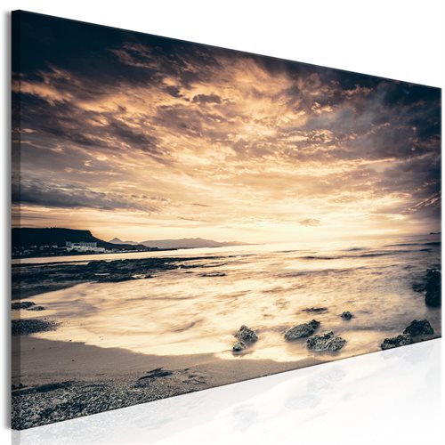 Bild av Tavla - Beach in Crete (1 Part) Narrow Yellow (150 x 50 cm)