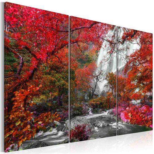 Bild av Tavla - Beautiful Waterfall: Autumnal Forest (90 x 60 cm)