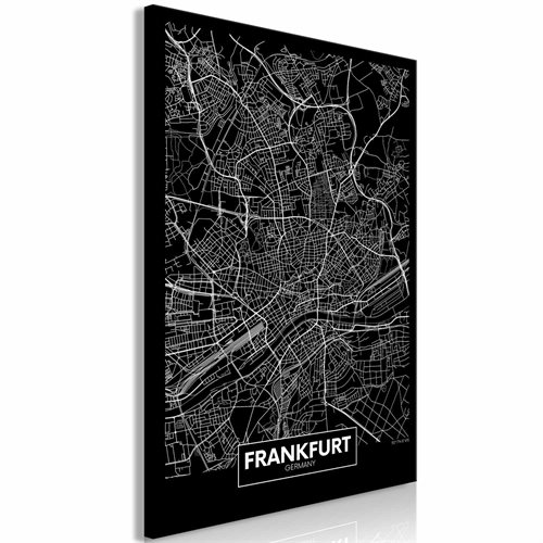 Bild av Tavla - Dark Map of Frankfurt (1 Part) Vertical (60 x 90 cm)