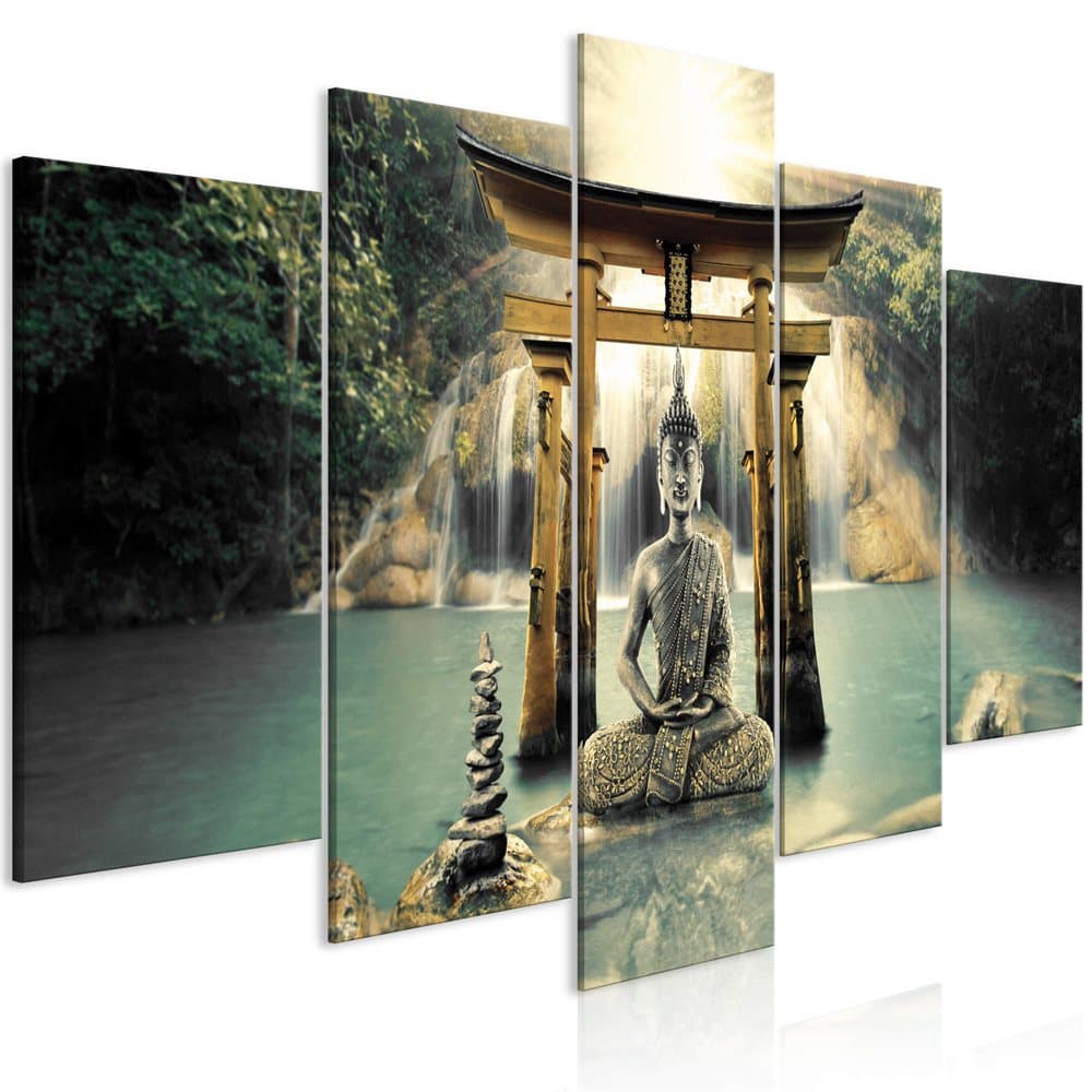 Tavla - Buddha Smile (5 Parts) Wide (200 x 100 cm)