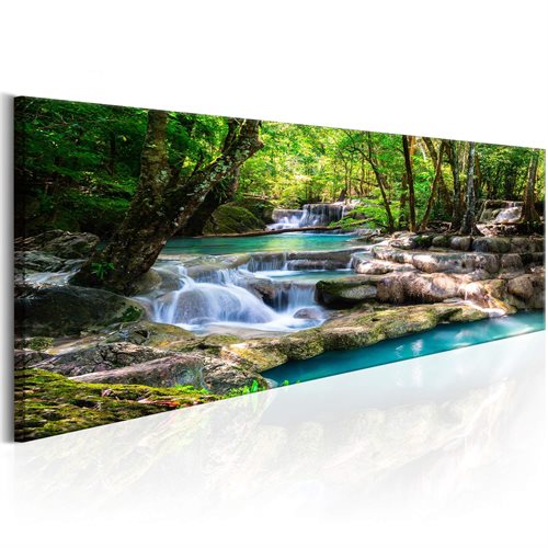 Bild av Tavla - Nature: Forest Waterfall (135 x 45 cm)