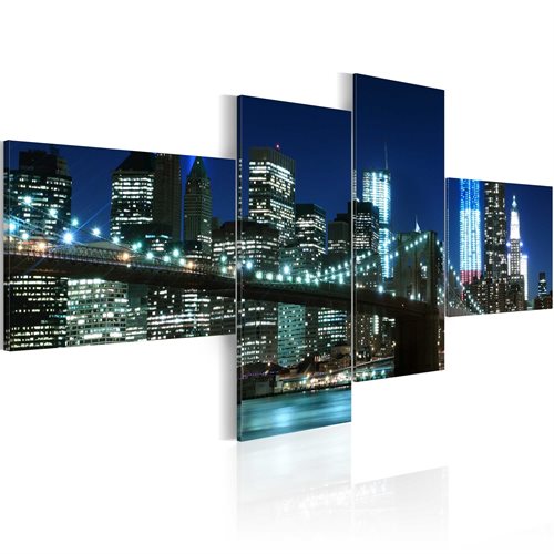 Bild av Tavla - Brooklyn Bridge illuminated at night (100 x 45 cm)