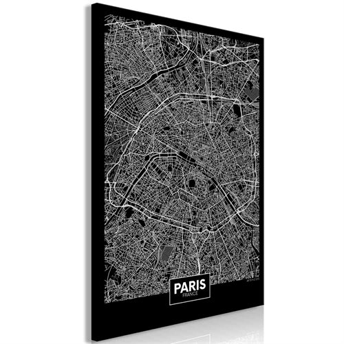 Bild av Tavla - Dark Map of Paris (1 Part) Vertical (60 x 90 cm)