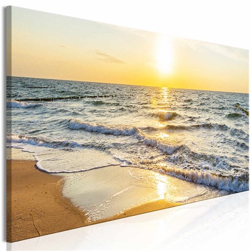 Bild av Tavla - Calm Waves (1 Part) Narrow Golden (135 x 45 cm)