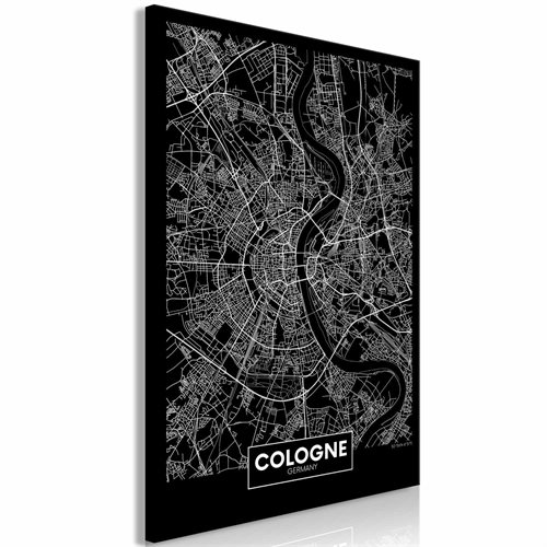 Bild av Tavla - Dark Map of Cologne (1 Part) Vertical (40 x 60 cm)