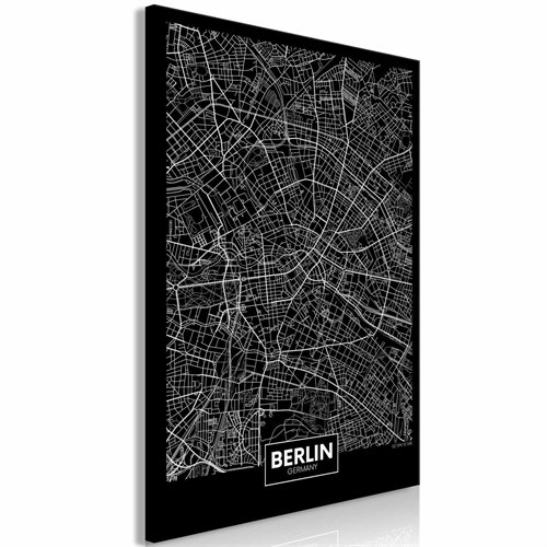 Bild av Tavla - Dark Map of Berlin (1 Part) Vertical (60 x 90 cm)