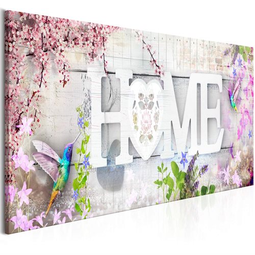 Bild av Tavla - Home and Hummingbirds (1 Part) Pink Narrow (120 x 40 cm)
