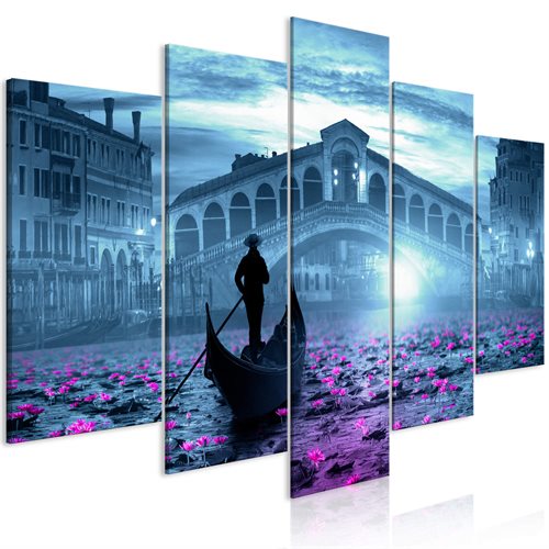 Bild av Tavla - Magic Venice (5 Parts) Wide Blue (100 x 50 cm)