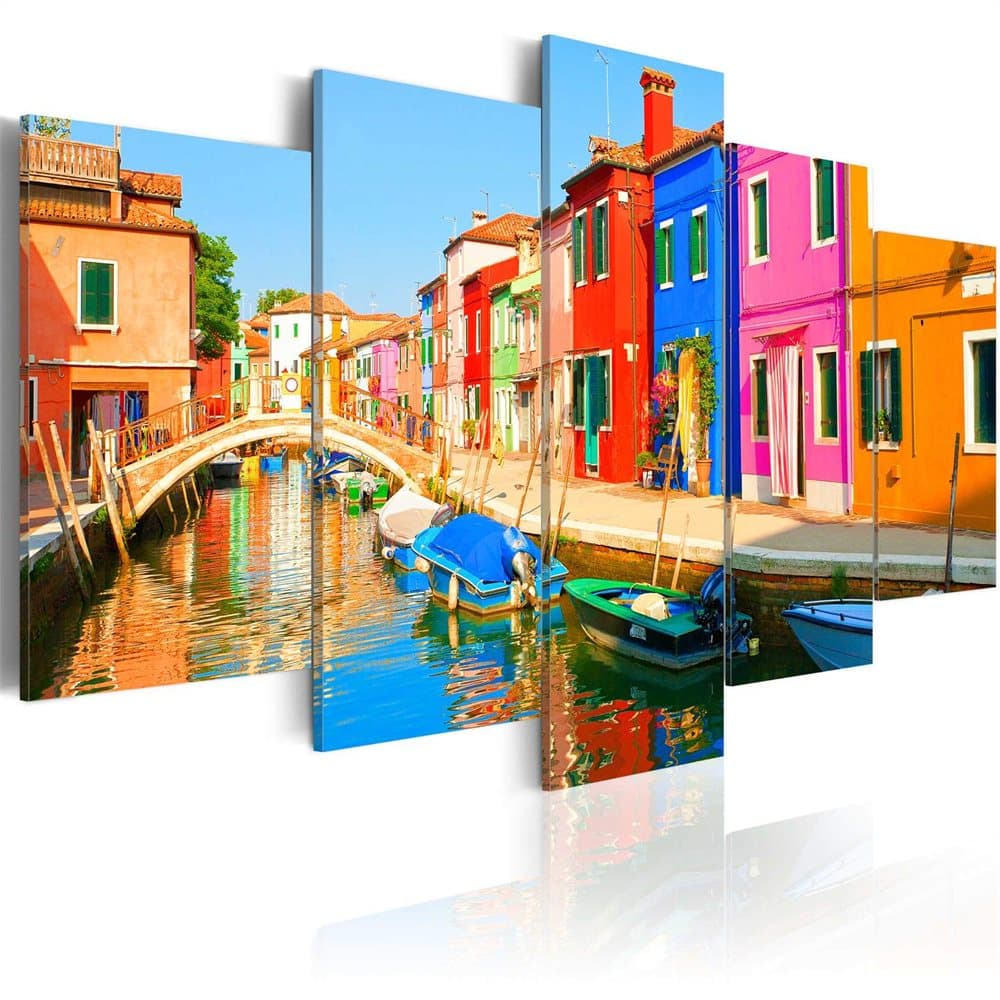 Tavla - Waterfront in rainbow colors (200 x 100 cm)
