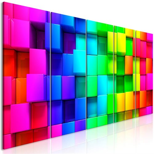 Bild av Tavla - Colourful Cubes (5 Parts) Narrow (200 x 80 cm)