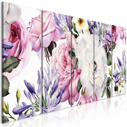 Bild av Tavla - Rose Composition (5 Parts) Narrow Colourful (225 x 90 cm)
