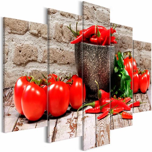 Bild av Tavla - Red Vegetables (5 Parts) Brick Wide (200 x 100 cm)