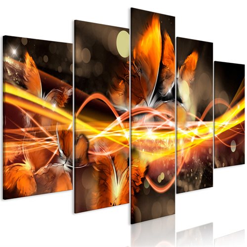 Bild av Tavla - Swarm of Butterflies (5 Parts) Wide Orange (100 x 50 cm)