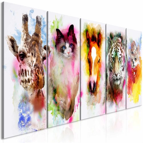 Bild av Tavla - Watercolour Animals (5 Parts) Narrow (200 x 80 cm)