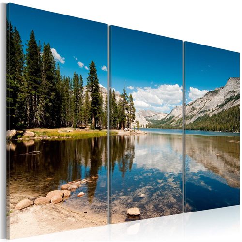 Bild av Tavla - Mountains, trees and pure lake (120 x 80 cm)