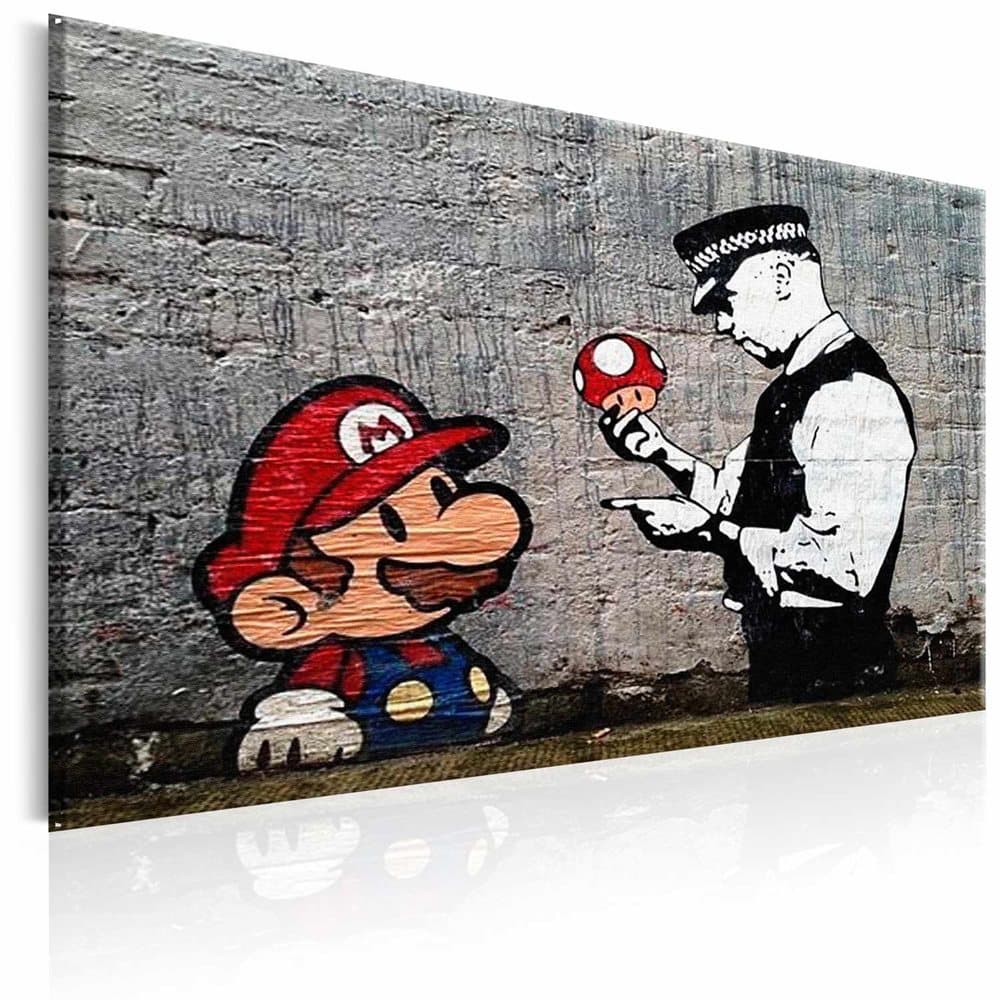 Tavla - Mario and Cop by Banksy (90 x 60 cm)