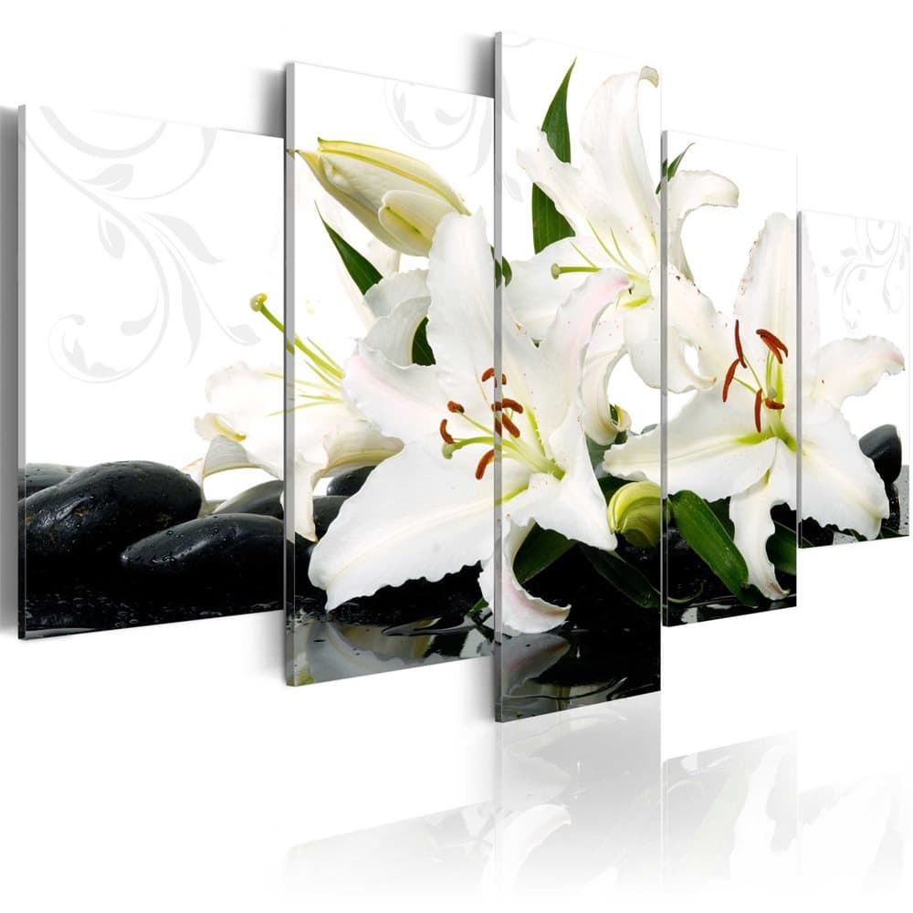 Tavla - Lilies and zen stones (200 x 100 cm)