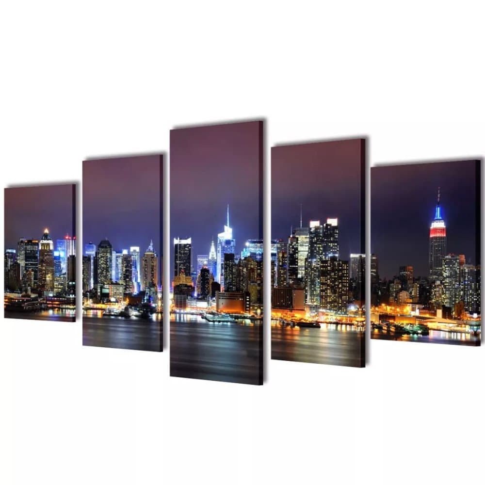 vidaXL Kanvasbilledsæt New York skyline farverigt 200 x 100 cm