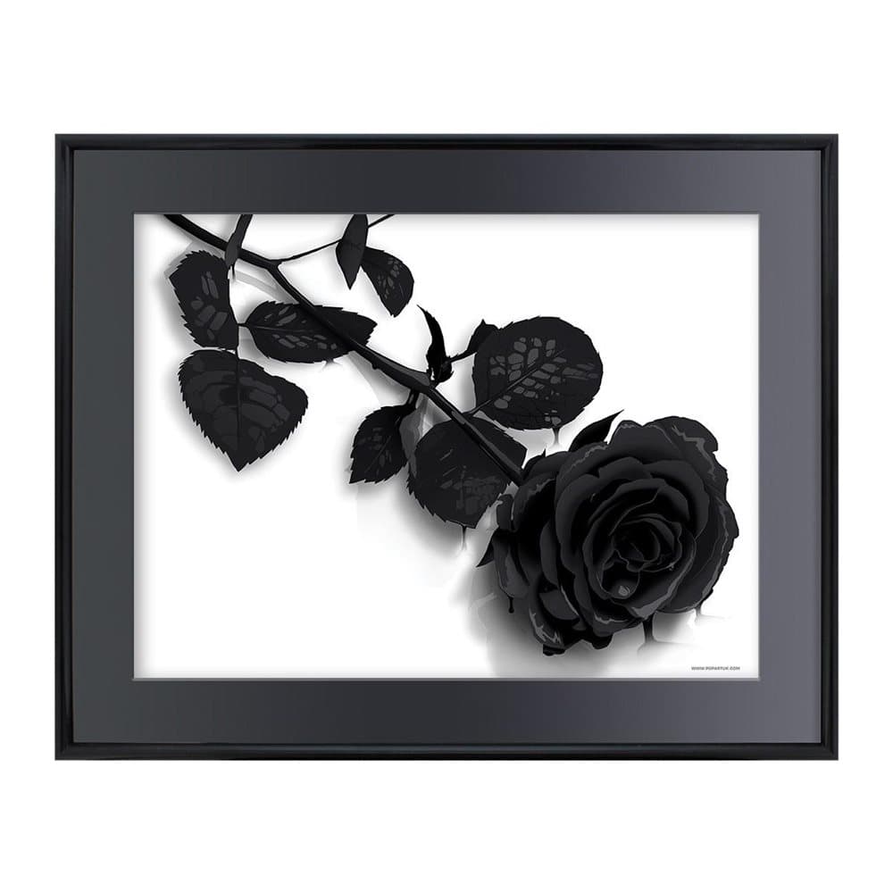 Grindstore Jet Black Rose Gloss Framed Mini Poster